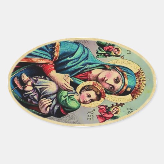 Mutter-Maria-Aufkleber Ovaler Aufkleber (Vorderseite)