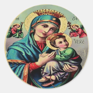 Mutter-Maria-Aufkleber Runder Aufkleber