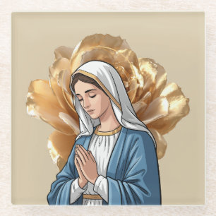 Mutter-Maria-katholisches-christliches-Hausdeko-Ge Glasuntersetzer
