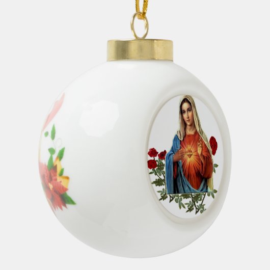 Mutter-Maria-Ornament Keramik Kugel-Ornament (Links)