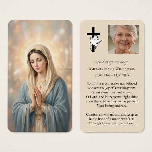Mutter-Maria-Personalisierte Trauerkarte (Vorne & Hinten)