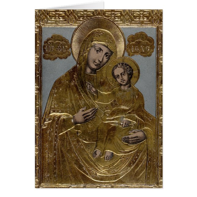 Mutter Maria und Christ Kind Goldener Lithograph (Vorne)