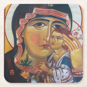 Mutter Maria und Jesus Kunst Rechteckiger Pappuntersetzer