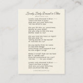 Mutter Maria und kinderkatholisches Gedicht Platzkarte (Rückseite)