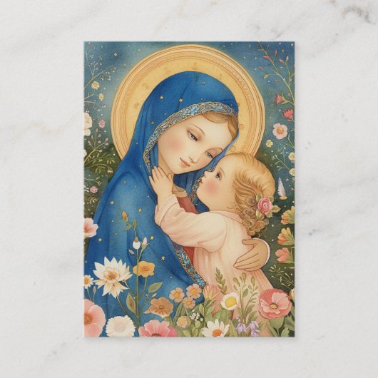 Mutter Maria und kinderkatholisches Gedicht Platzkarte (Vorderseite)