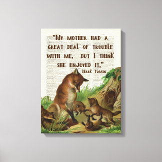 Mutter Mark Twain Fox Art Antique Dictionary Pages Leinwanddruck