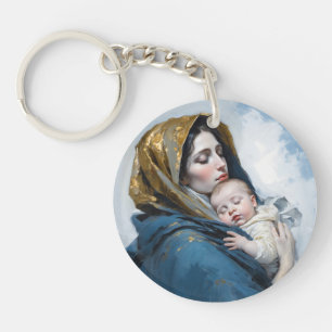 Mutter Mary and Baby Jesus Schlüsselanhänger