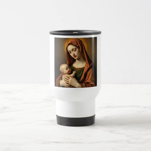 Mutter Mary and Baby Jesus White Travel Mug Reisebecher (Mittel)