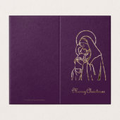 Mutter Mary Baby Jesus Christ Lila und Gold Visitenkarten (Außenseite Aufgefaltet)