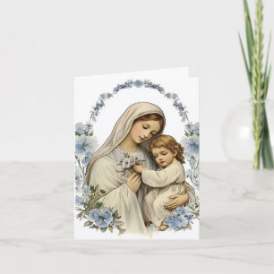 Mutter Mary Baby Jesus Florall Religious Dankeskarte