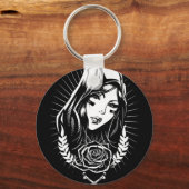 Mutter Mary Chicano Art Schlüsselanhänger (Vorderseite)