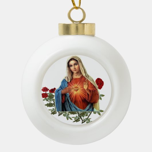 Mutter MAry Keramik Kugel-Ornament (Vorderseite)