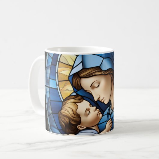 Mutter Mary mit Baby Jesus Version 15 Kaffeetasse (Vorderseite Links)