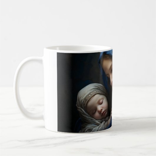 Mutter Mary mit Baby Jesus Version 5 Kaffeetasse (Links)
