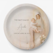 Mutter Mary mit Baby-Taufe Pappteller (Vorderseite)
