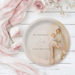 Mutter Mary mit Baby-Taufe Pappteller