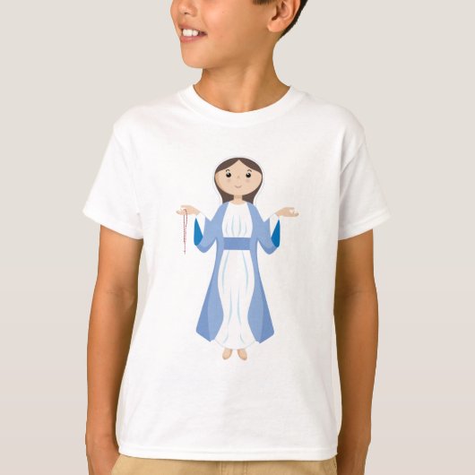 Mutter Mary mit Rosenbeet T-Shirt (Vorderseite)