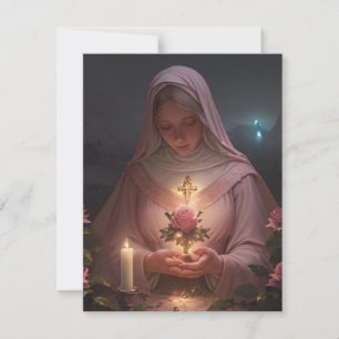 Mutter Mary Pink Rose Weihnachtskarte Feiertagskarte