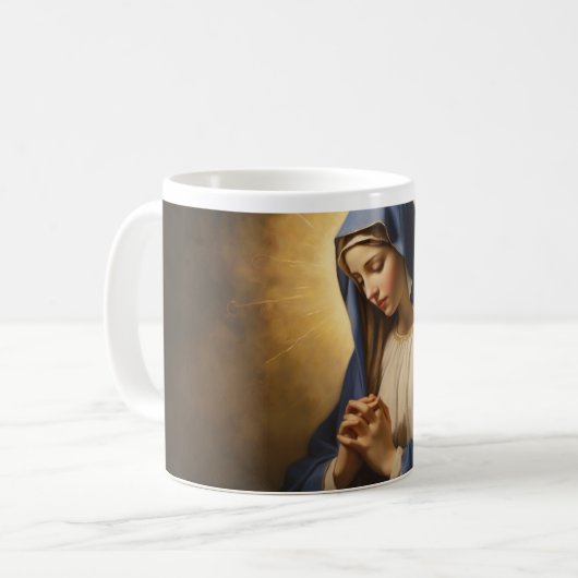 Mutter Mary Praying Version 5 Kaffeetasse (Vorderseite Links)