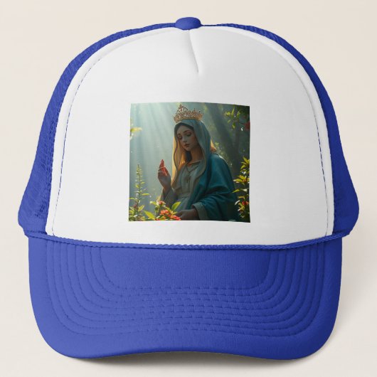 Mutter Mary Queen of Heaven Trucker Hat Truckerkappe (Vorderseite)