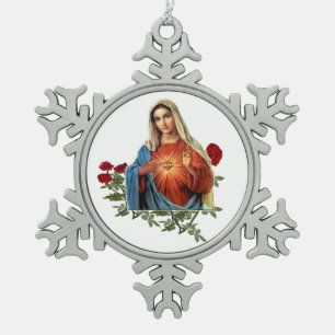 Mutter MAry Schneeflocken Zinn-Ornament
