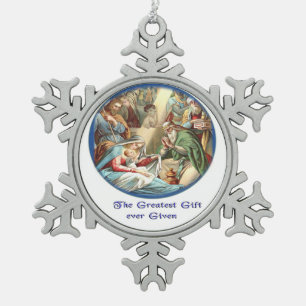 Mutter Mary Schneeflocken Zinn-Ornament