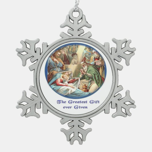 Mutter Mary Schneeflocken Zinn-Ornament (Vorderseite)