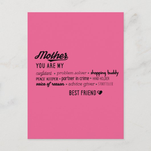 Mutter mein treuer bester Freund Postkarte (Vorderseite)