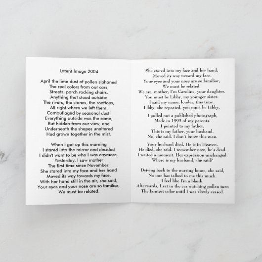 Mutter mit Alzheimer Karte (Innenseite)