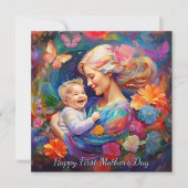 Mutter mit Baby Boy First Mother Day Karte (Vorderseite)