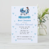 Mutter mit Baby Carriage Baby Shower Einladung (Stehend Vorderseite)