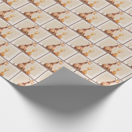 Mutter mit Baby Giraffe Wasserfarbe Geschenkpapier (Ecke)