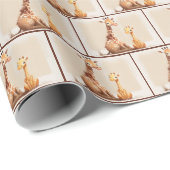 Mutter mit Baby Giraffe Wasserfarbe Geschenkpapier (Rolleneckpunkt)