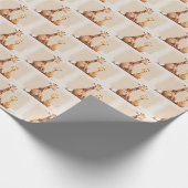 Mutter mit Baby Giraffe Wasserfarbe Geschenkpapier (Ecke)