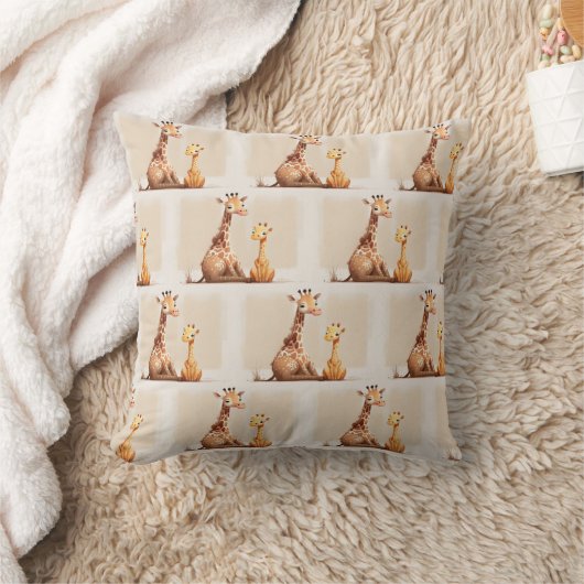 Mutter mit Baby Giraffe Wasserfarbe Kissen (Decke)