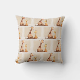 Mutter mit Baby Giraffe Wasserfarbe Kissen