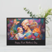 Mutter mit Baby Girl First Mother Day Karte (Stehend Vorderseite)