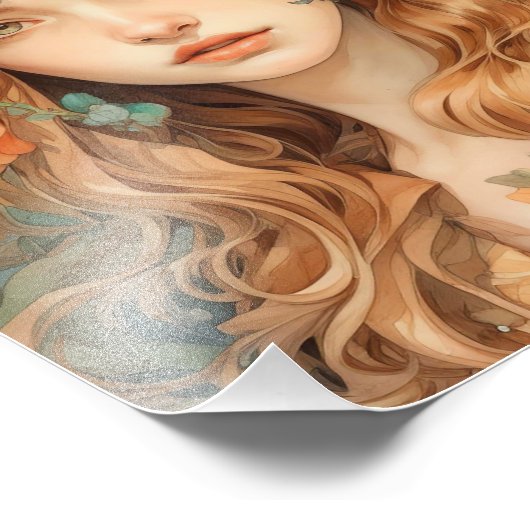 Mutter mit Blume im Kopf Fotodruck (Ecke)