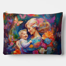 Mutter mit bunt gemalten Kindermädchen Zubehörtasche