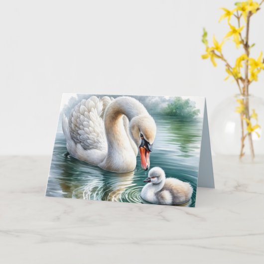 Mutter mit Cygnet wechseln Karte (Gelbe Blume)