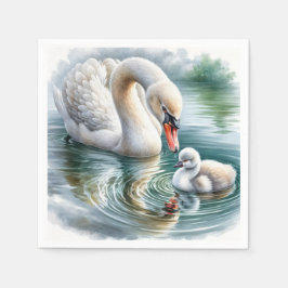 Mutter mit Cygnet wechseln Serviette