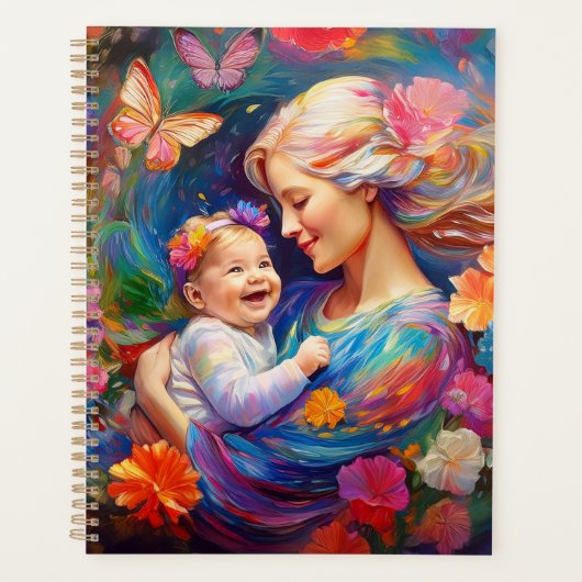 Mutter mit farbenfrohen Babymädchen Planer (Vorderseite)