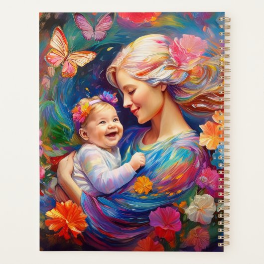 Mutter mit farbenfrohen Babymädchen Planer (Rückseite)