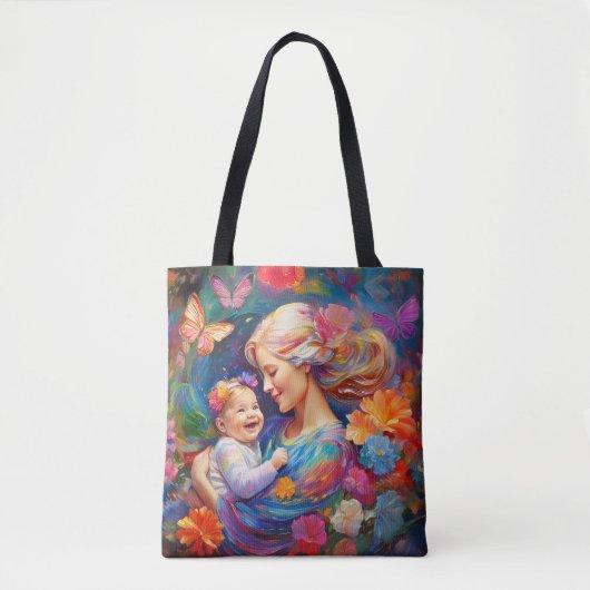 Mutter mit farbenfrohen Babymädchen Tasche (Vorderseite)