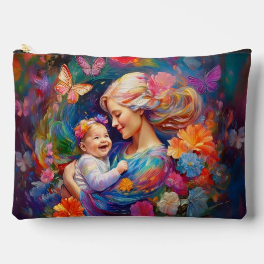 Mutter mit farbenfrohen Babymädchen Zubehörtasche (Vorderseite)