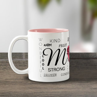 Mutter mit Herz Rose und freundlichen Worten Pink Zweifarbige Tasse