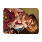 Mutter mit Kind und Katze kneten Magnet (Horizontal)