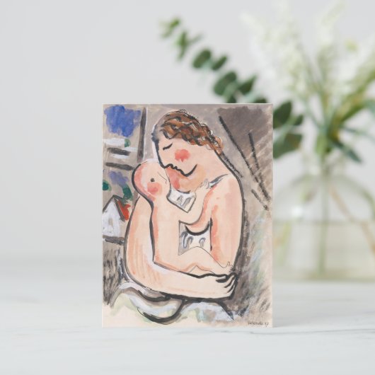 "Mutter mit Kind" von Galanda Postkarte (Stehend Vorderseite)