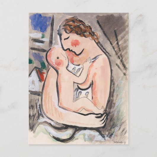"Mutter mit Kind" von Galanda Postkarte (Vorderseite)