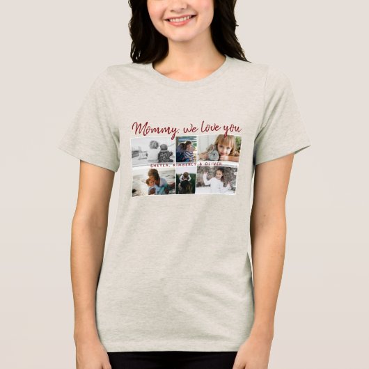 Mutter mit Kindern und Mama 6 FotoCollage Tri-Blend Shirt (Vorderseite)